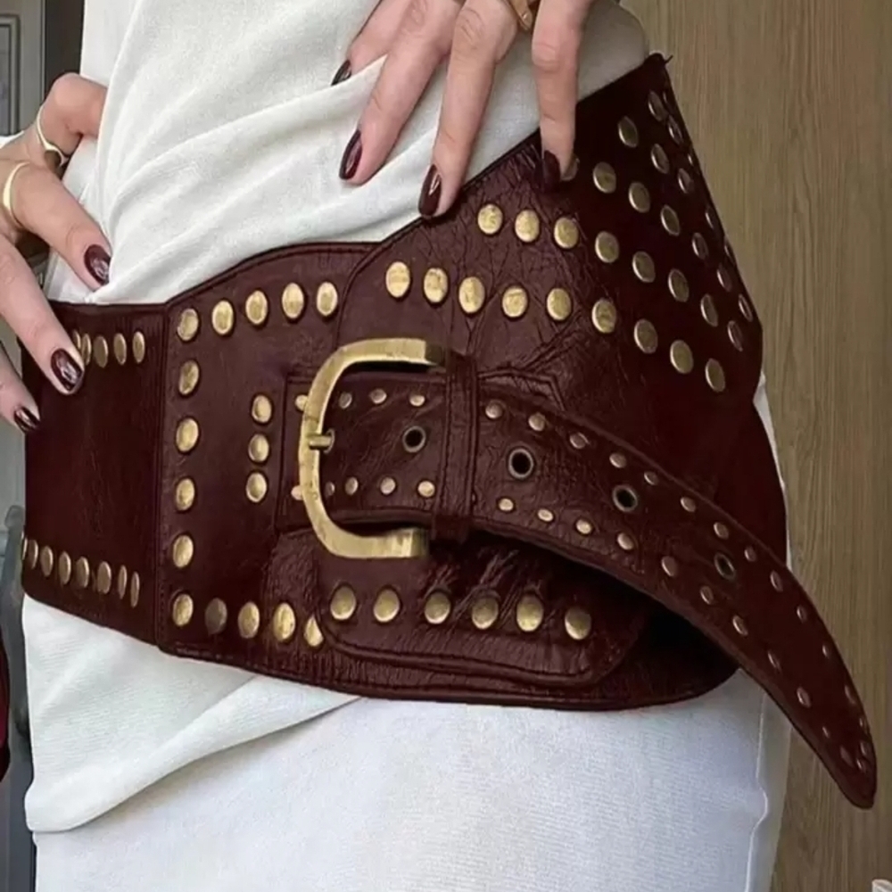 Brown Studded Leather Belt